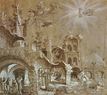 Maarten van Heemskerck, Ruins with  Vulcan's forge, 1538